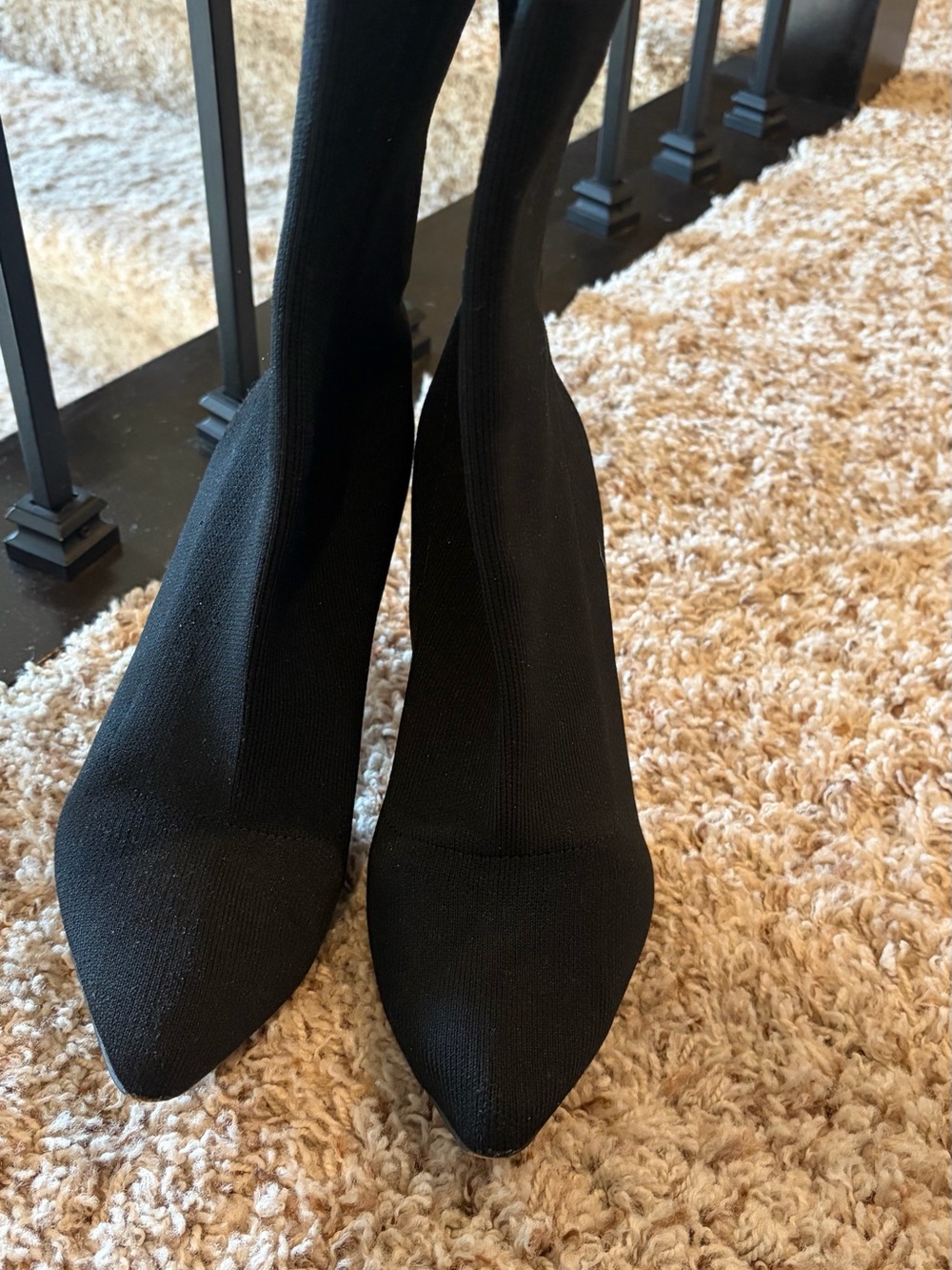 Express Black Stretch Pointed Toe Sock Boots